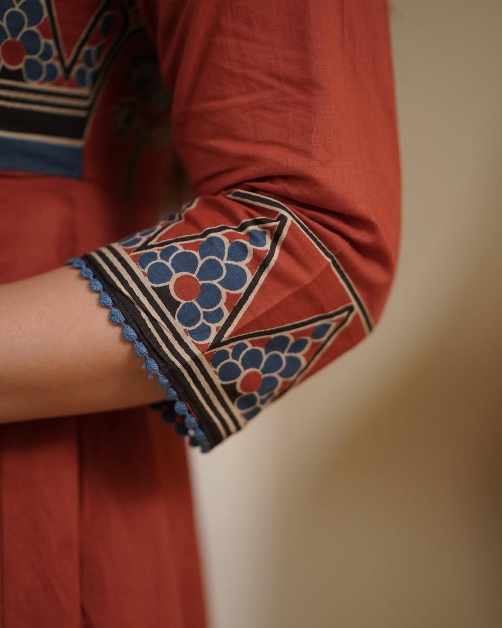 Beautiful Pure Cotton Anarkali Kurta and Pant With Dupatta (Hand Work)